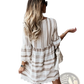 Boho Geometric V-neck Lace Trim Mini Dress