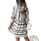 Boho Geometric V-neck Lace Trim Mini Dress
