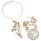 Boho Gold Ginkgo Leaf Tassel Necklace and Earring Set