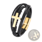 Braided Multi-strand Leather Cross Bracelet with Magnetic Clasp