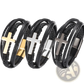 Braided Multi-strand Leather Cross Bracelet with Magnetic Clasp