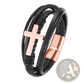 Braided Multi-strand Leather Cross Bracelet with Magnetic Clasp