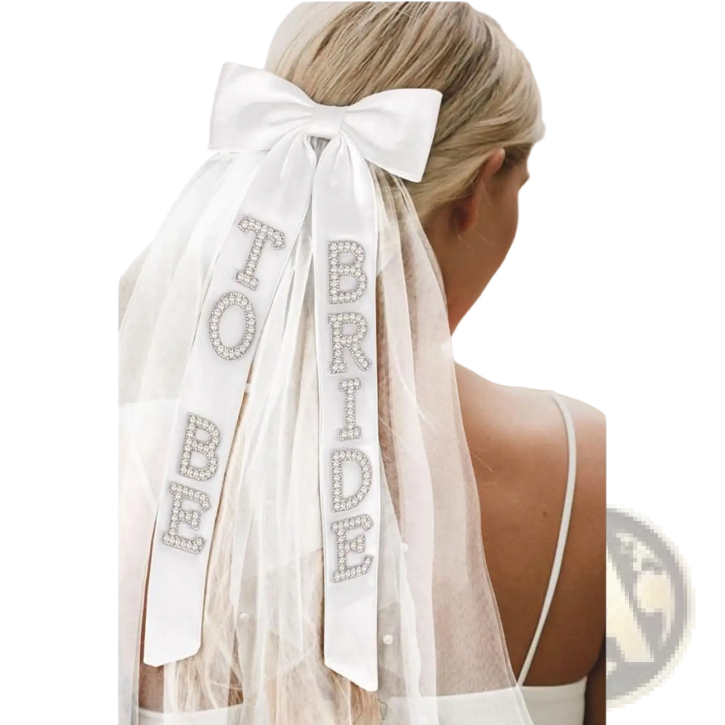 Bridal Bow Veil with Rhinestone Bride to be Lettering