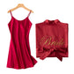 Embroidered Satin Bridal Nightgown and Robe Set