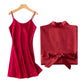 Embroidered Satin Bridal Nightgown and Robe Set
