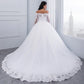 Off-the-shoulder Lace Wedding Gown with Long Train