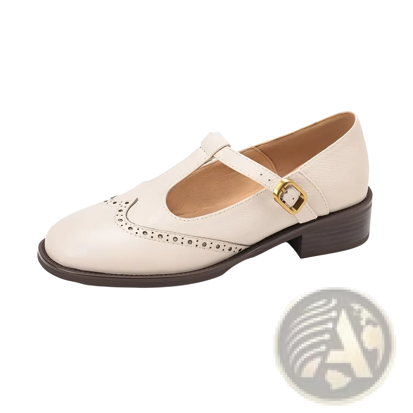 Brogue Mary Jane Chunky Heel Leather Pumps