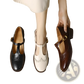 Brogue Mary Jane Chunky Heel Leather Pumps