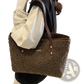 Brown Faux Fur Tote Bag with Leather Straps