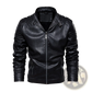 Brown Faux Leather Moto Jacket with Ribbed Detail
