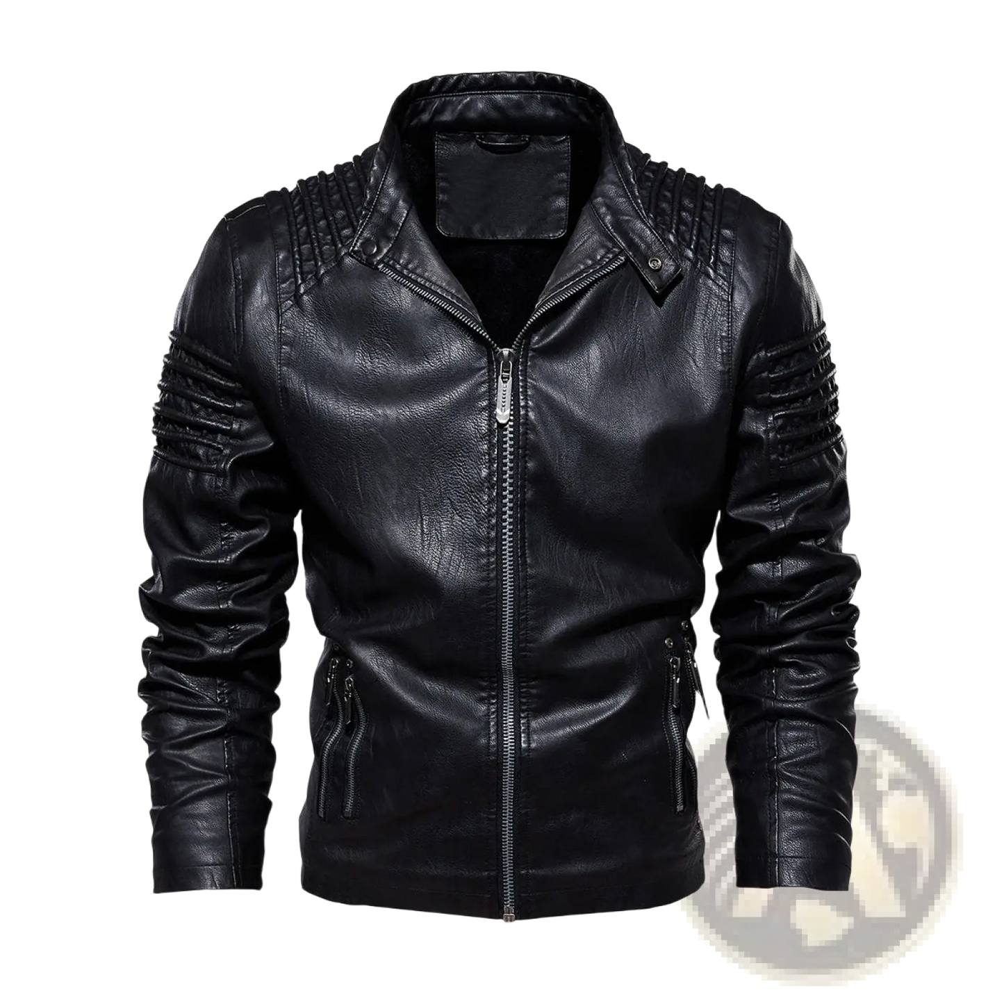 Brown Faux Leather Moto Jacket with Ribbed Detail