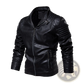Brown Faux Leather Moto Jacket with Ribbed Detail