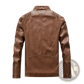 Brown Faux Leather Moto Jacket with Ribbed Detail