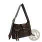 Brown Leather Punk Crossbody Bag with Rivets