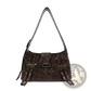 Brown Leather Punk Crossbody Bag with Rivets