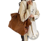 Brown Leather Star Studded Retro Messenger Bag