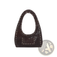 Brown Studded Leather Shoulder Bag Retro Hobo Purse