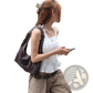 Brown Studded Leather Shoulder Bag Retro Hobo Purse