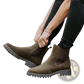 Brown Suede Chelsea Boots with Chunky Platform Sole