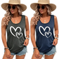 Brushstroke Heart Print Sleeveless Crew Neck Tank Top