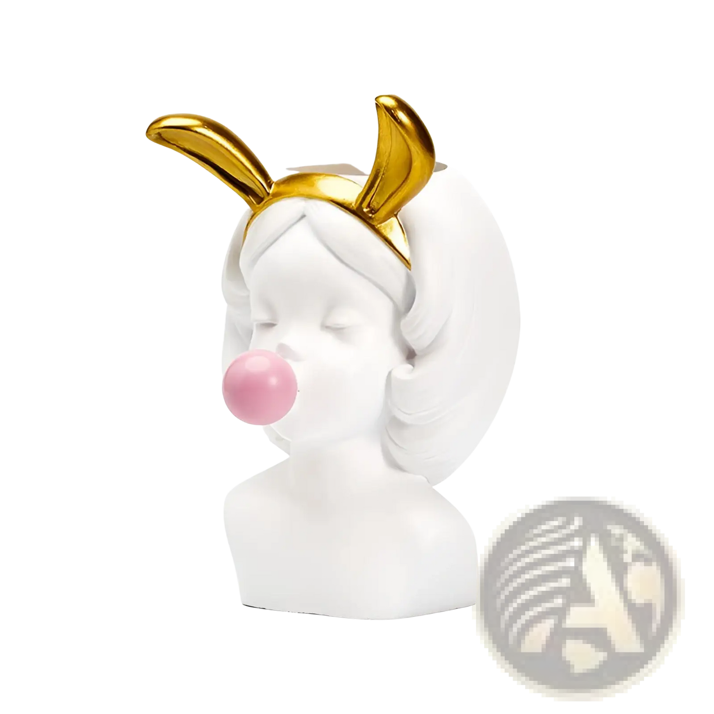 Bubblegum Girl Ceramic Vase with Gold Accents