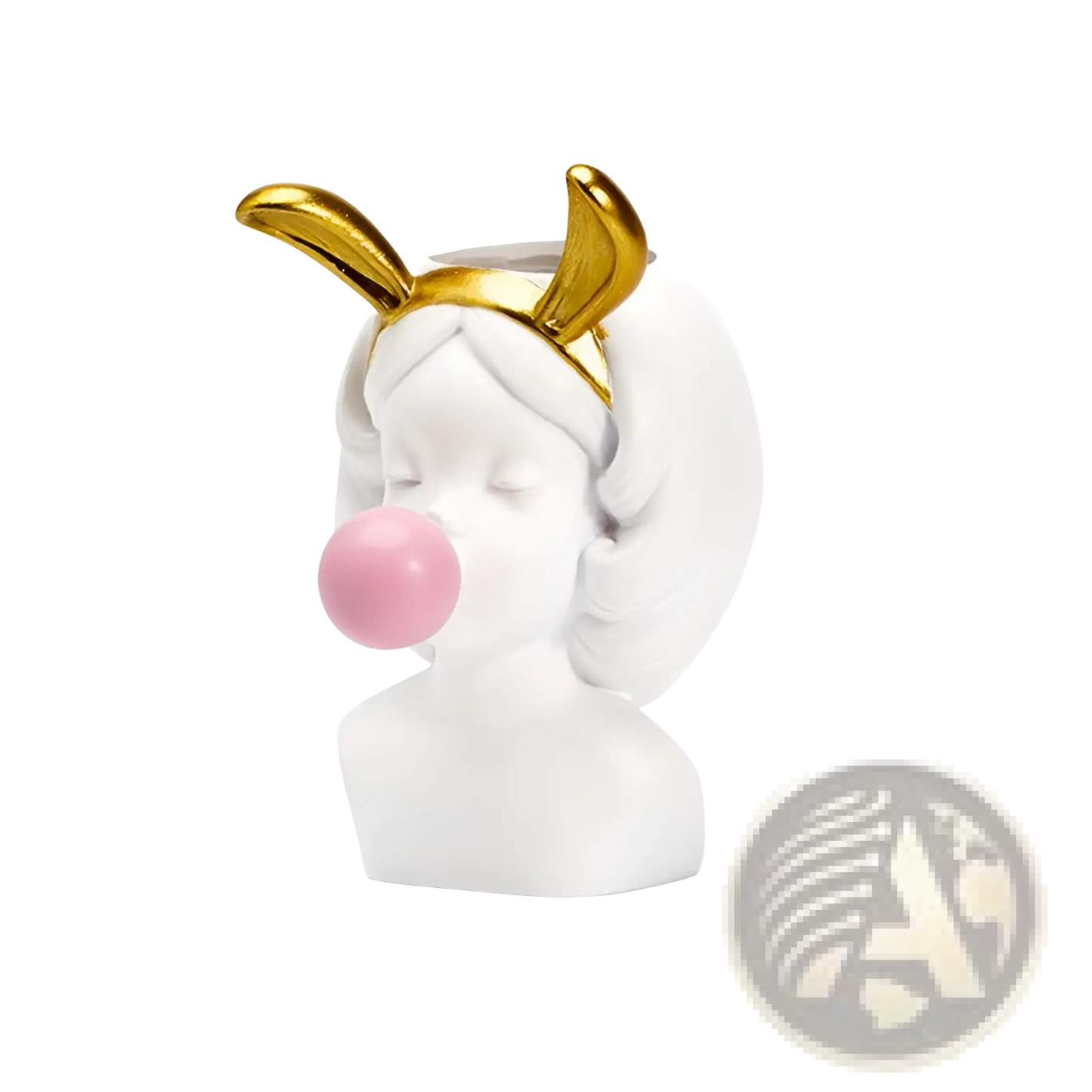 Bubblegum Girl Ceramic Vase with Gold Accents
