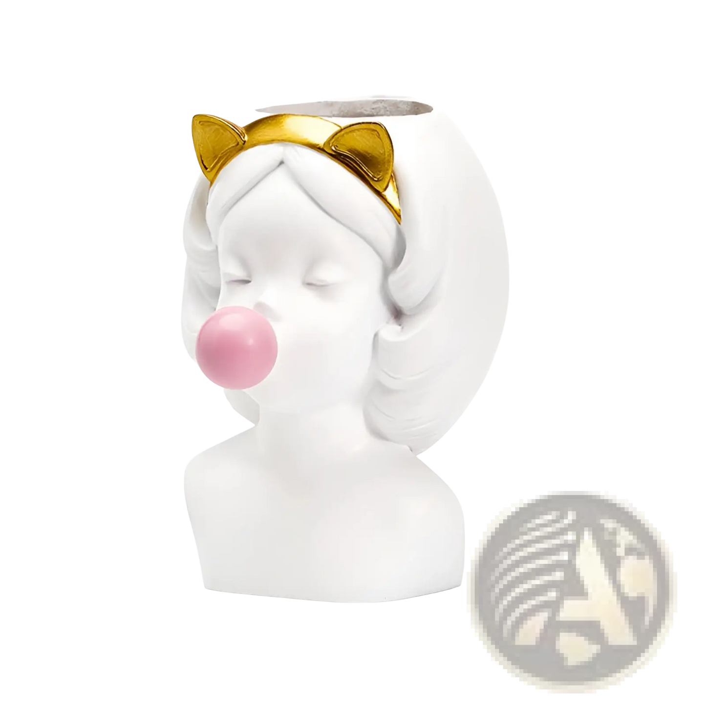 Bubblegum Girl Ceramic Vase with Gold Accents