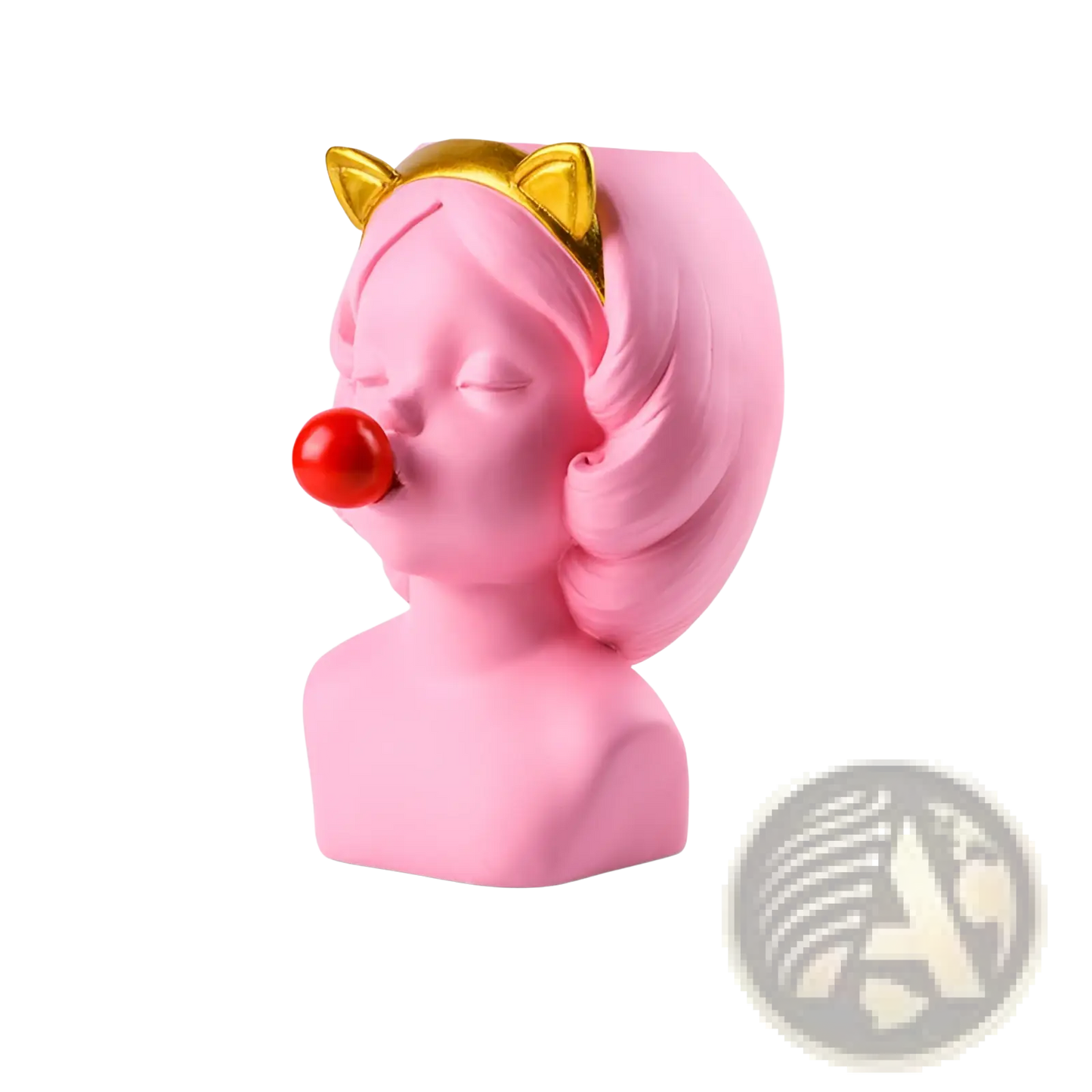 Bubblegum Girl Ceramic Vase with Gold Accents