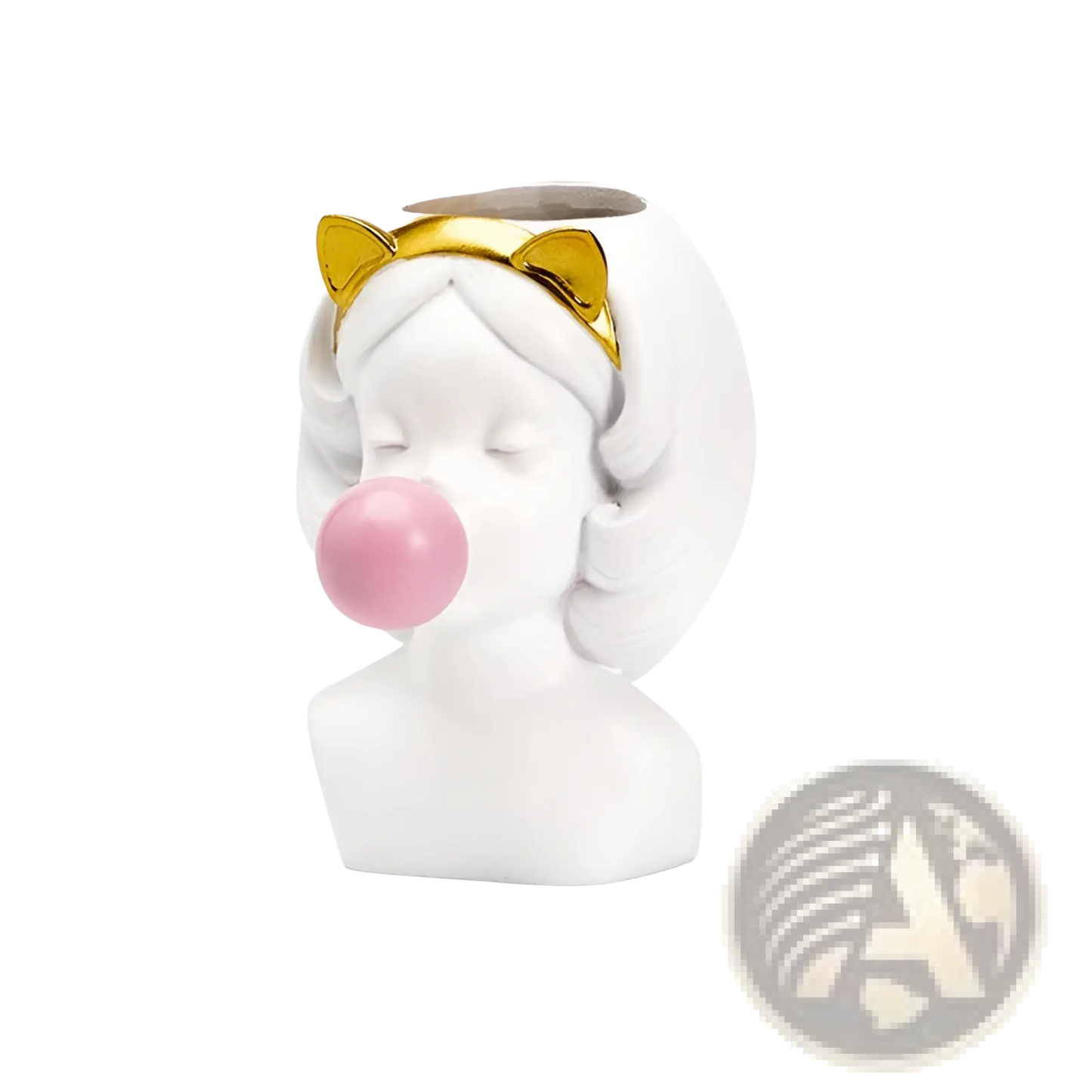 Bubblegum Girl Ceramic Vase with Gold Accents