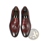 Burgundy Crocodile Embossed Leather Tassel Loafers