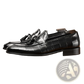 Burgundy Crocodile Embossed Leather Tassel Loafers