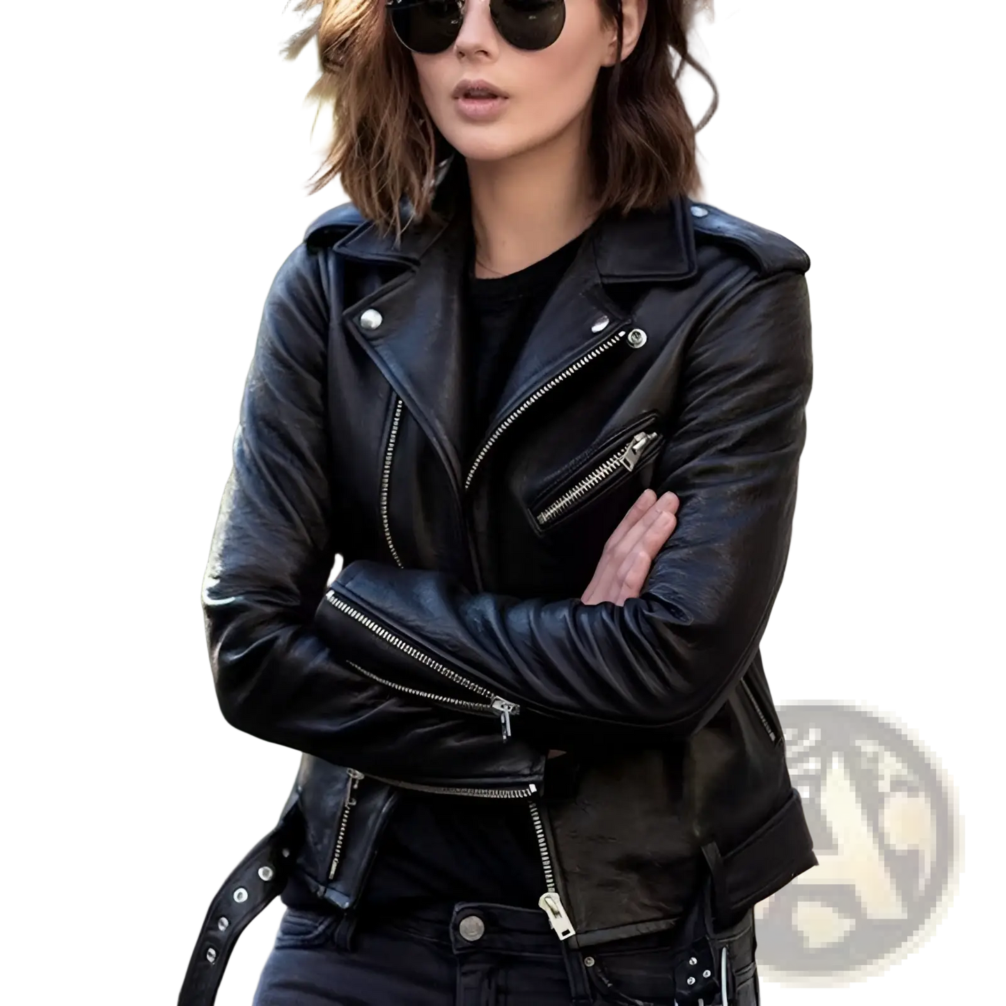 Burgundy Leather Biker Jacket with Silver Zippers