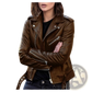Burgundy Leather Biker Jacket with Silver Zippers
