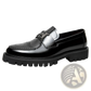 Burgundy Leather Loafers with Buckle and Rubber Sole