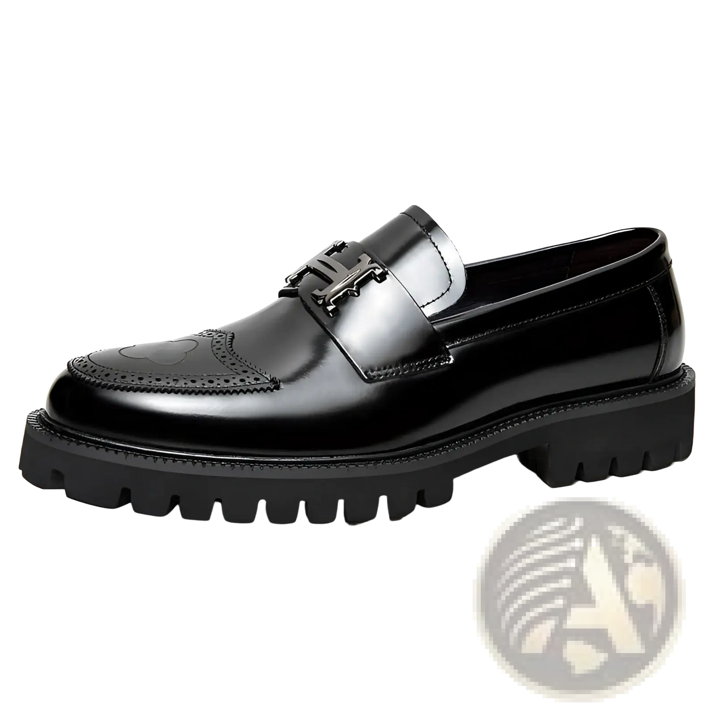 Burgundy Leather Loafers with Buckle and Rubber Sole