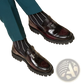 Burgundy Leather Loafers with Buckle and Rubber Sole