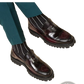 Burgundy Leather Loafers with Buckle and Rubber Sole