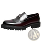 Burgundy Leather Loafers with Buckle and Rubber Sole