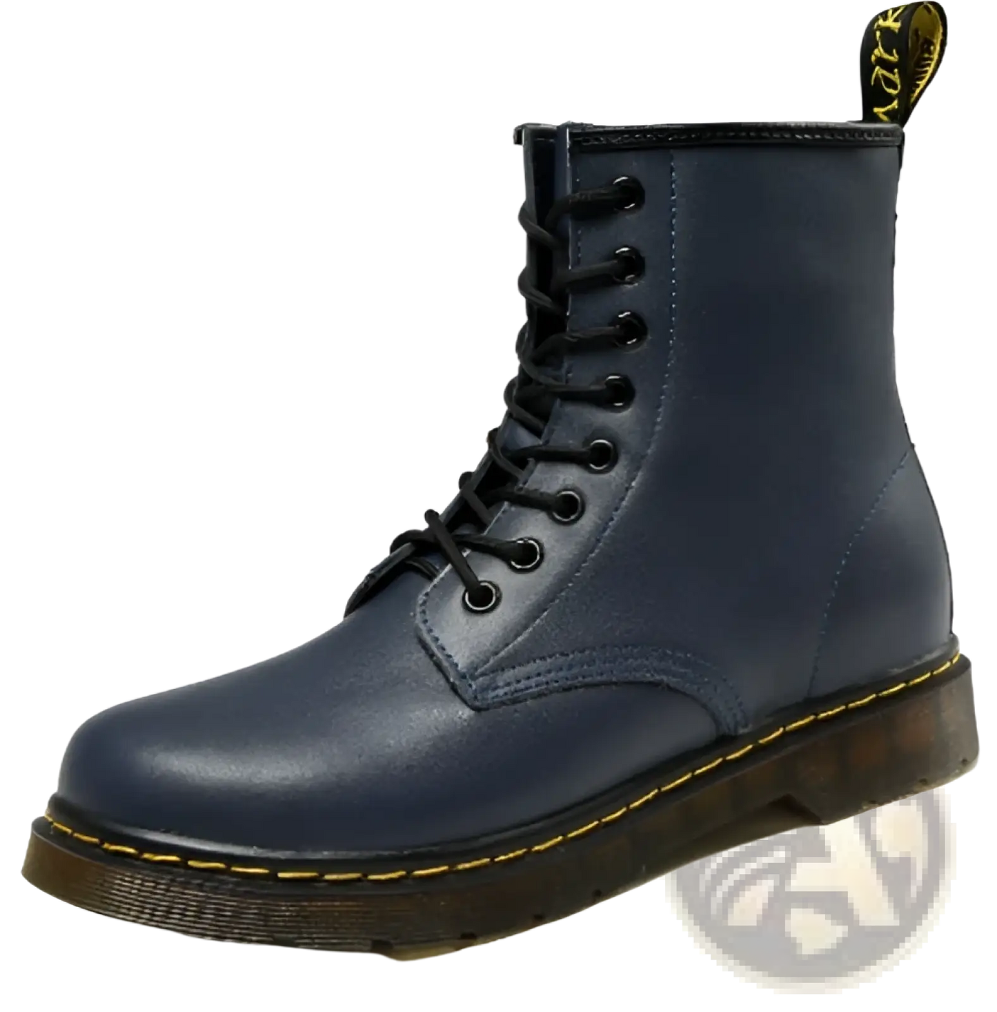 Burgundy Leather Martin Boots with Yellow Stitching