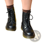 Burgundy Leather Martin Boots with Yellow Stitching