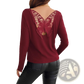 Butterfly Lace Back Ribbed Long Sleeve Top