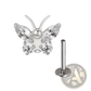 Butterfly Zircon Crystal Titanium Flat Back Stud Earrings