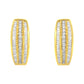 10K Yellow Gold 3/4 Cttw Pave and Channel Set Diamond Triple Row Modern Hoop Earrings (I-J Color, I2-I3 Clarity)