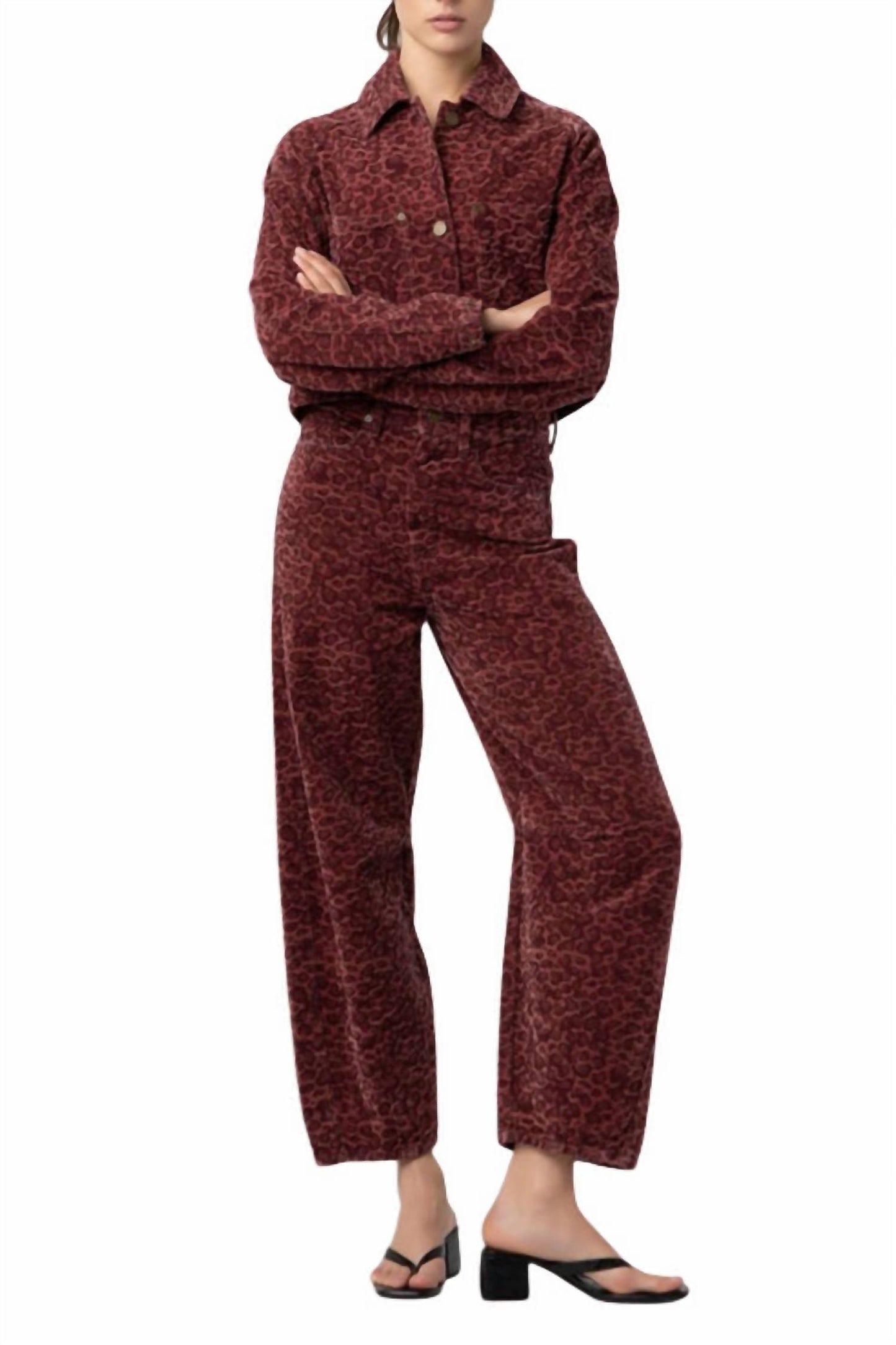ब्लैंकएनवाईसी - बैरल लेग लेपर्ड पैटर्न पैंट्स