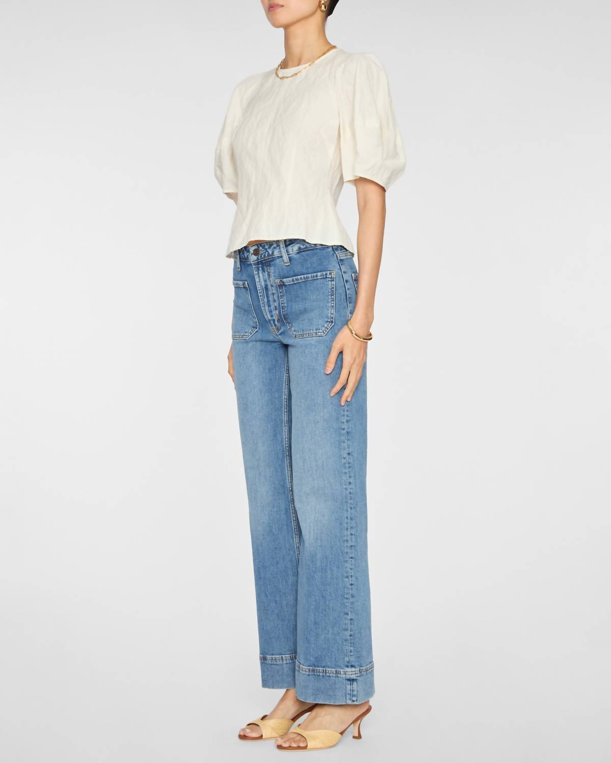 Apiece Apart - Lino Crewneck Puff Sleeve Top