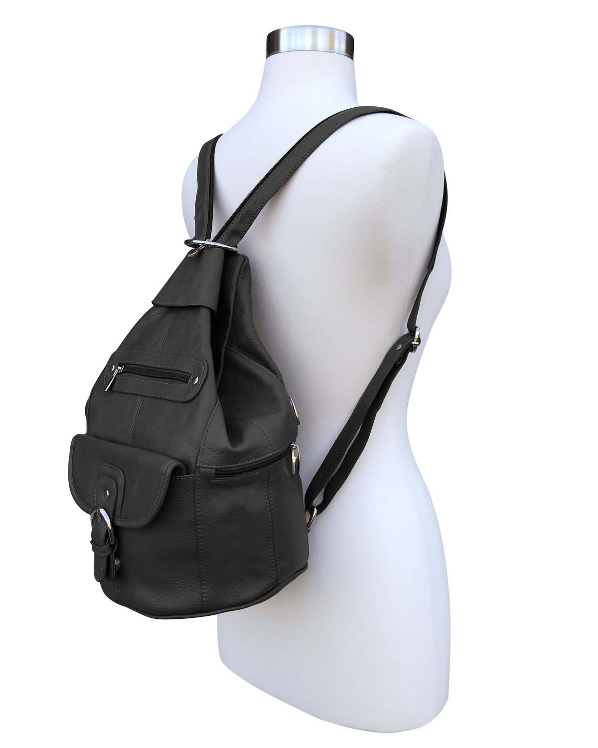 Roma Leathers - Women's Leather Backpack With Multi Compartments