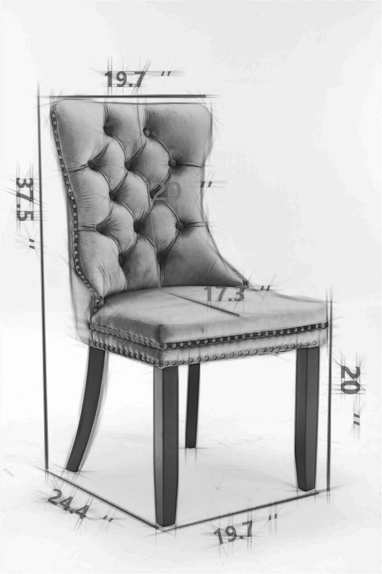 Nikki Collection Modern Tufted Velvet Upholstered Dining Chair - 2 Pieces, Khaki
