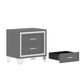 3-Pieces Bedroom Set, Queen Size Upholstered Platform Bed with LED Lights and Two Nightstands - Gray