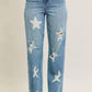 Judy Blue - High Waist Rigid Magic Star Shaped Destroy 90's Straight Leg Jeans