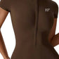 Rockstar Peach - Scuba Short Sleeve Zip Jumpsuit